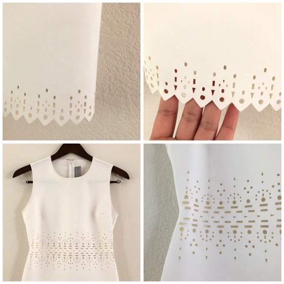 Clover Canyon Neoprene Laser Cut Dress Ivory White - Picture 4 of 8